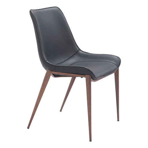 Zuo Modern Magnus Dining Chair Set of 2, Black/Walnut