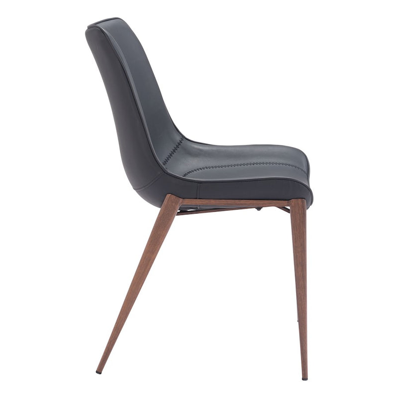 Zuo Modern Magnus Dining Chair Set of 2, Black/Walnut