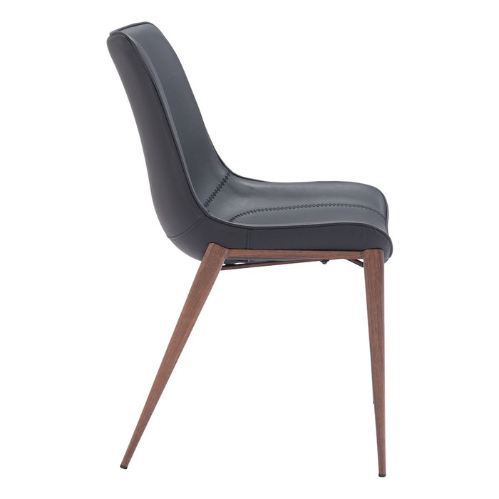 Zuo Modern Magnus Dining Chair Set of 2, Black/Walnut