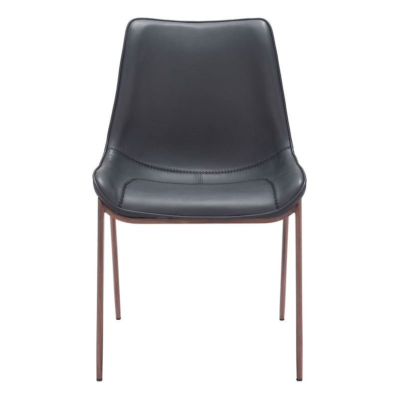 Zuo Modern Magnus Dining Chair Set of 2, Black/Walnut
