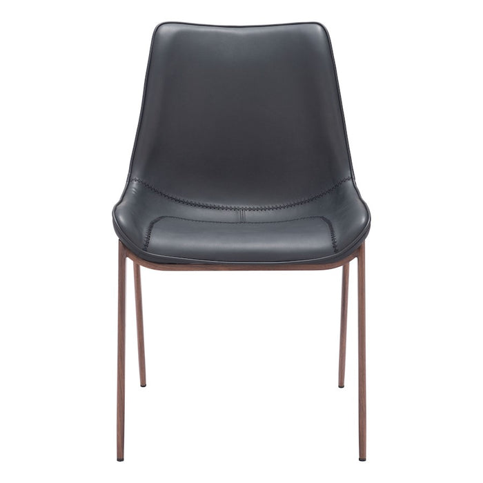Zuo Modern Magnus Dining Chair Set of 2, Black/Walnut