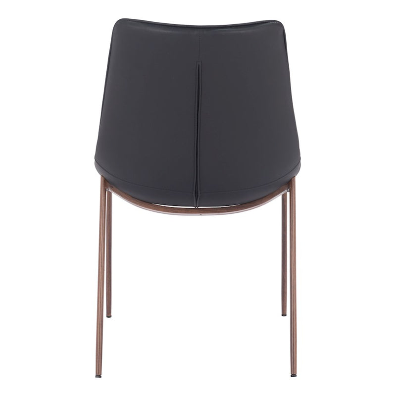 Zuo Modern Magnus Dining Chair Set of 2, Black/Walnut