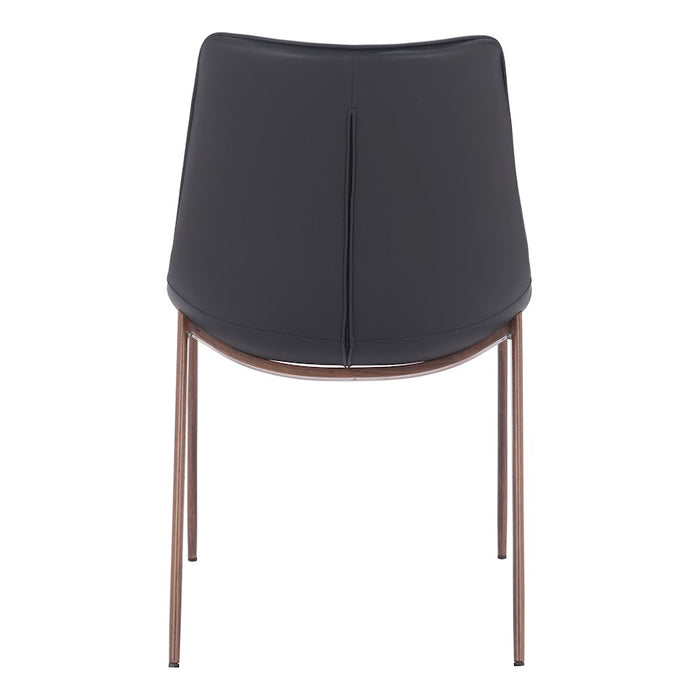 Zuo Modern Magnus Dining Chair Set of 2, Black/Walnut