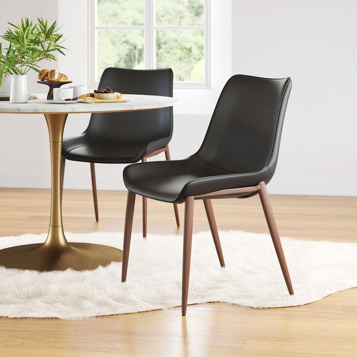 Zuo Modern Magnus Dining Chair Set of 2, Black/Walnut