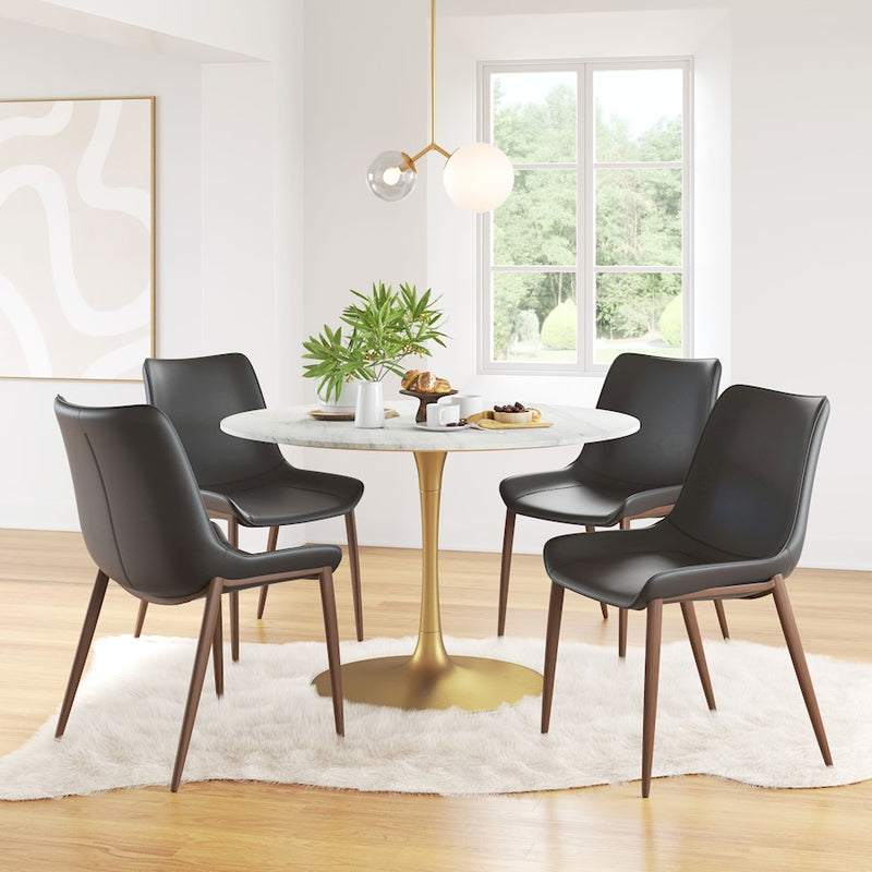 Zuo Modern Magnus Dining Chair Set of 2, Black/Walnut