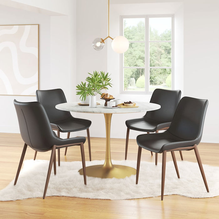 Zuo Modern Magnus Dining Chair Set of 2, Black/Walnut