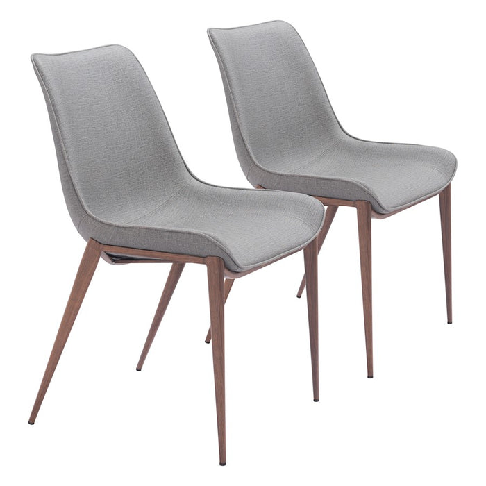 Zuo Modern Magnus Dining Chair Set of 2, Slate Gray/Walnut - 109934