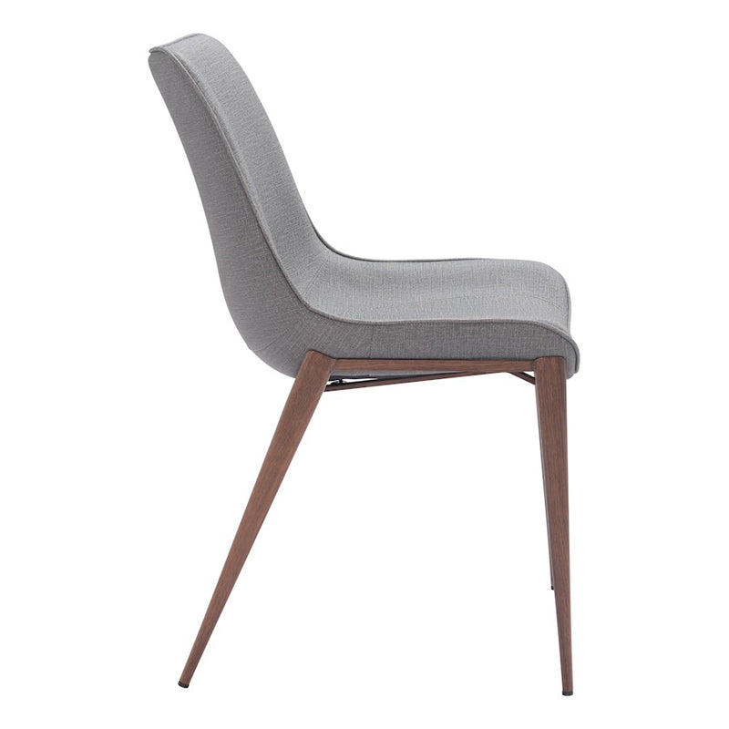 Zuo Modern Magnus Dining Chair Set of 2, Slate Gray/Walnut