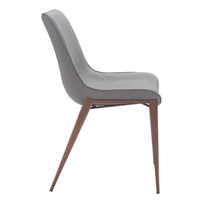 Zuo Modern Magnus Dining Chair Set of 2, Slate Gray/Walnut