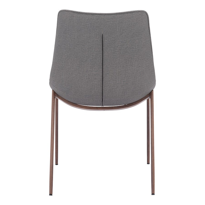 Zuo Modern Magnus Dining Chair Set of 2, Slate Gray/Walnut