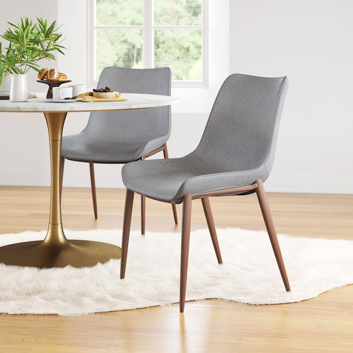 Zuo Modern Magnus Dining Chair Set of 2, Slate Gray/Walnut