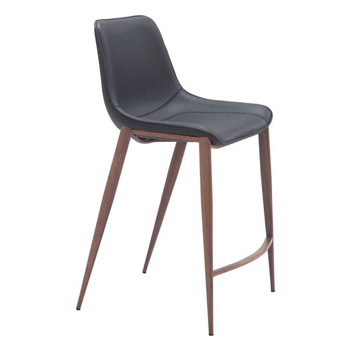 Zuo Modern Magnus Counter Stool Set of 2, Black/Walnut