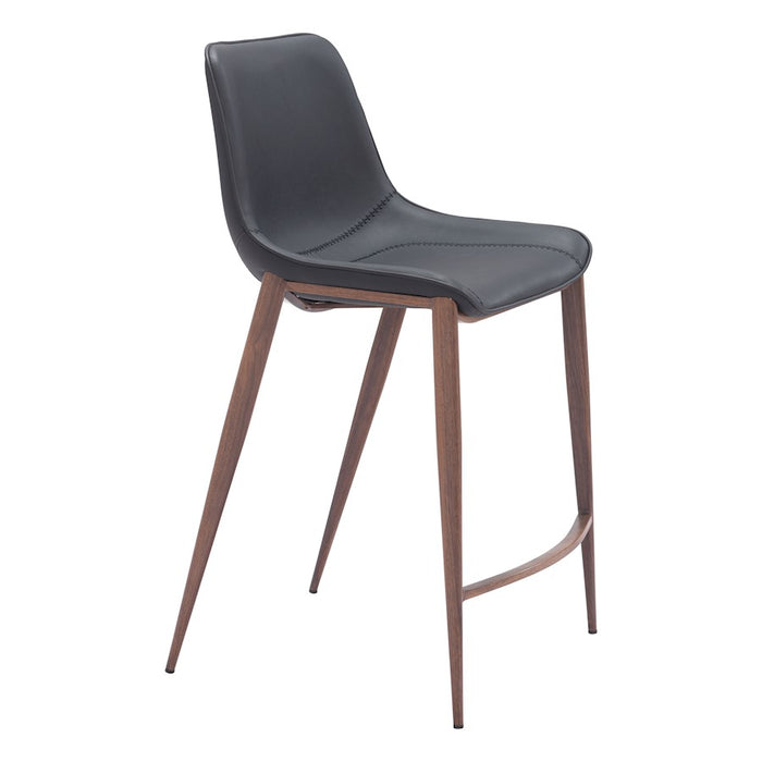 Zuo Modern Magnus Counter Stool Set of 2, Black/Walnut