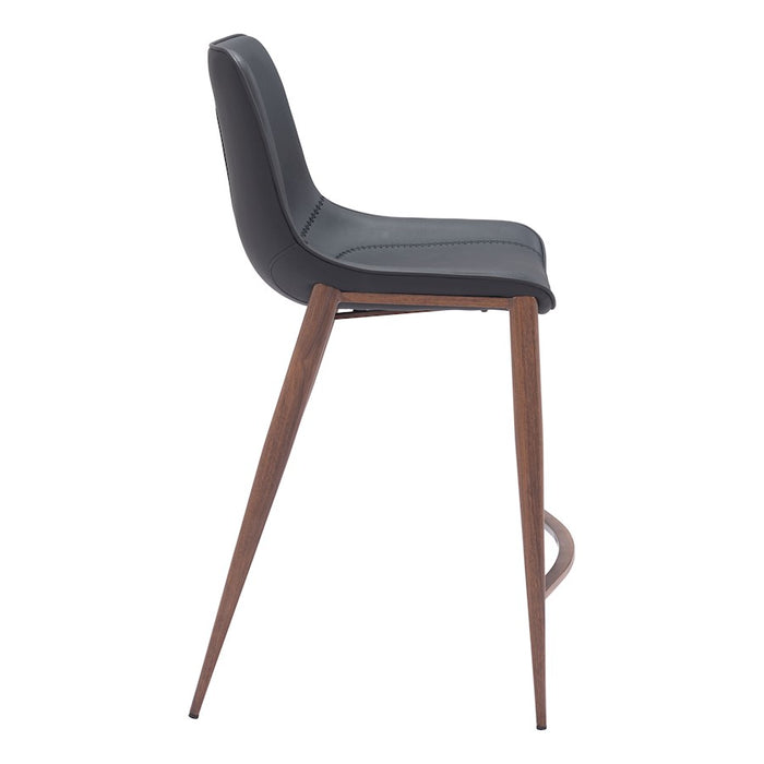 Zuo Modern Magnus Counter Stool Set of 2, Black/Walnut