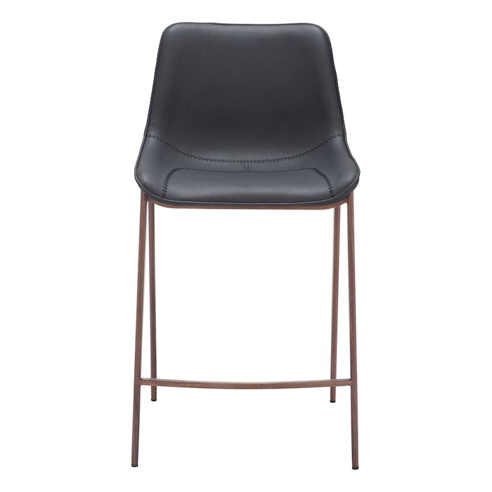 Zuo Modern Magnus Counter Stool Set of 2, Black/Walnut