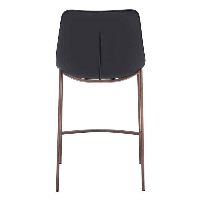 Zuo Modern Magnus Counter Stool Set of 2, Black/Walnut