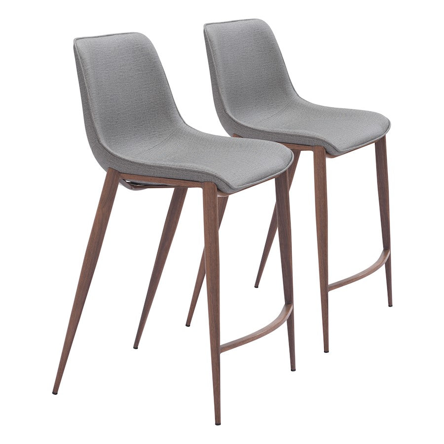 Zuo Modern Magnus Counter Stool Set of 2, Slate Gray/Walnut - 109936
