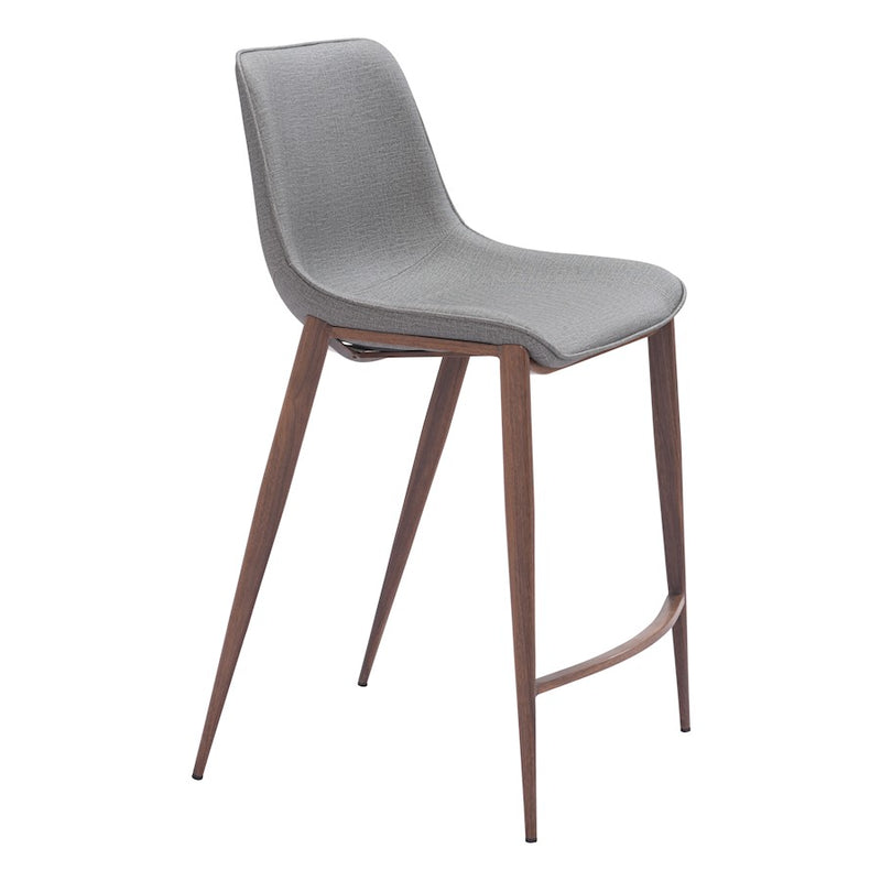 Zuo Modern Magnus Counter Stool Set of 2, Slate Gray/Walnut