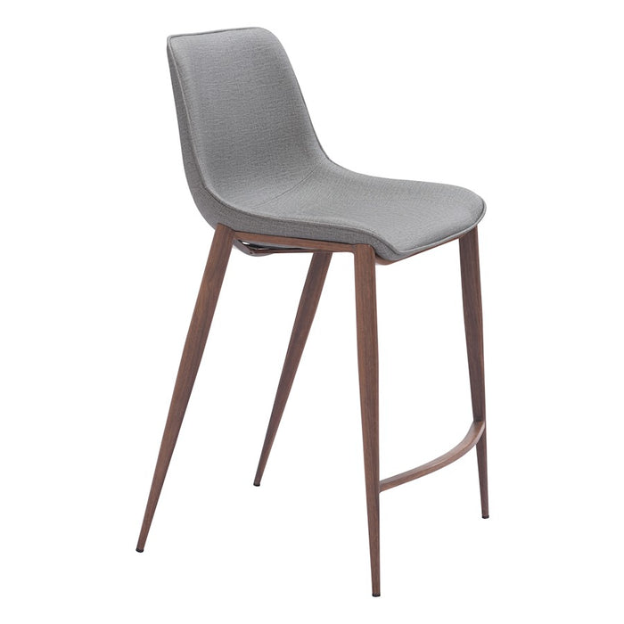 Zuo Modern Magnus Counter Stool Set of 2, Slate Gray/Walnut