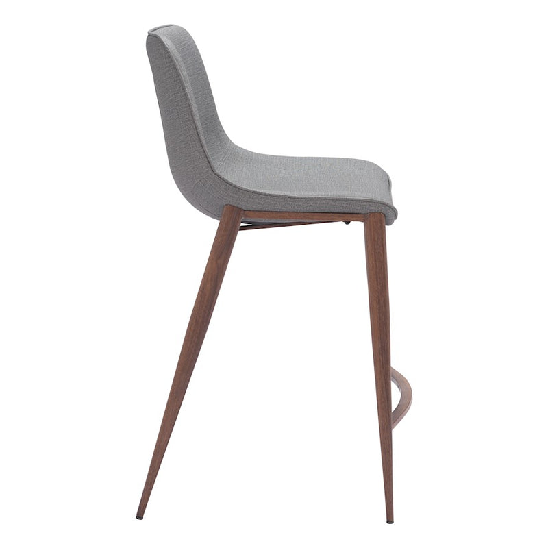 Zuo Modern Magnus Counter Stool Set of 2, Slate Gray/Walnut