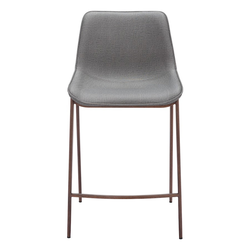 Zuo Modern Magnus Counter Stool Set of 2, Slate Gray/Walnut