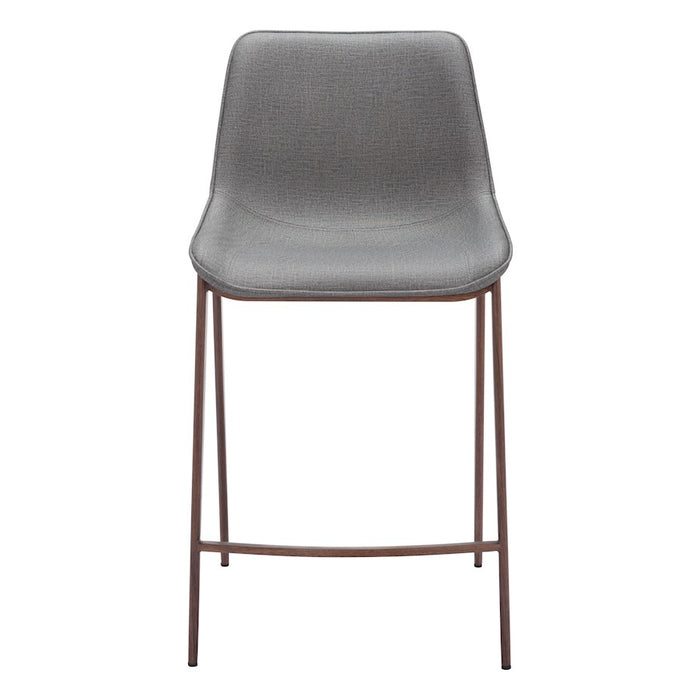 Zuo Modern Magnus Counter Stool Set of 2, Slate Gray/Walnut