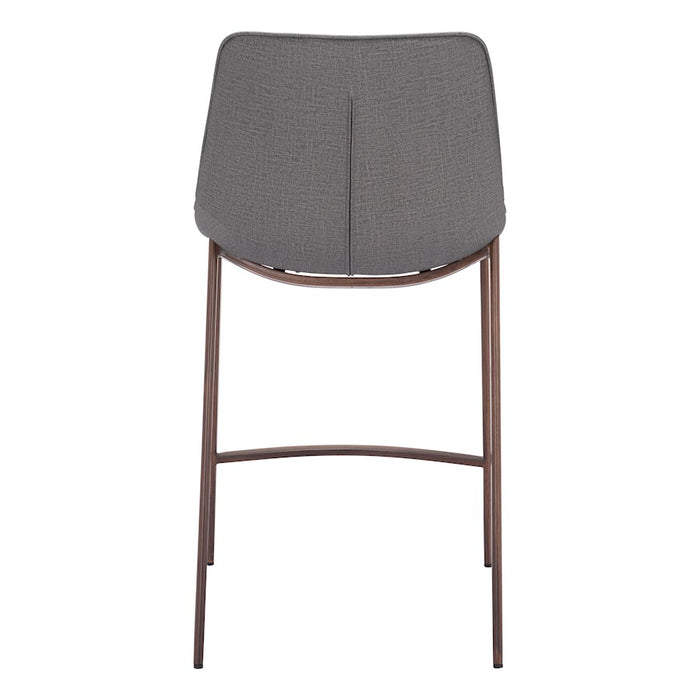 Zuo Modern Magnus Counter Stool Set of 2, Slate Gray/Walnut