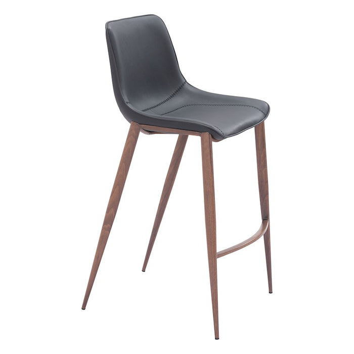 Zuo Modern Magnus BarStool Set of 2, Black/Walnut