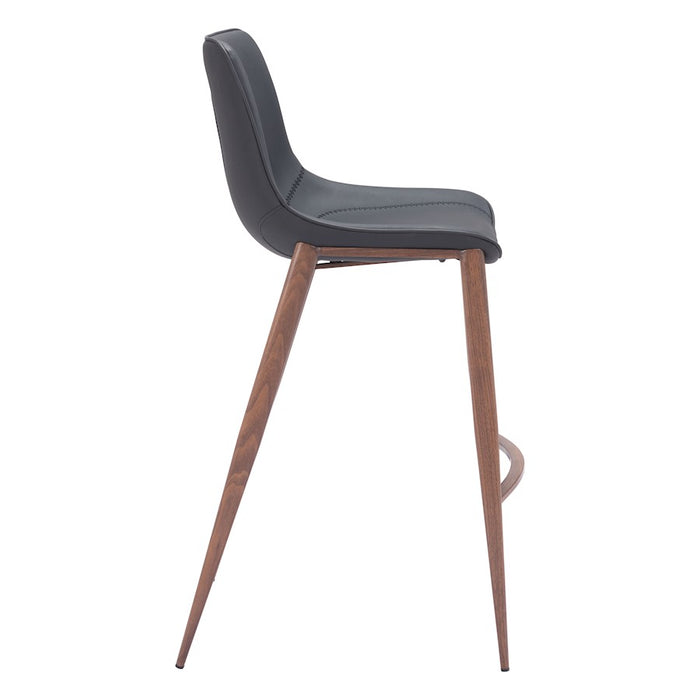 Zuo Modern Magnus BarStool Set of 2, Black/Walnut