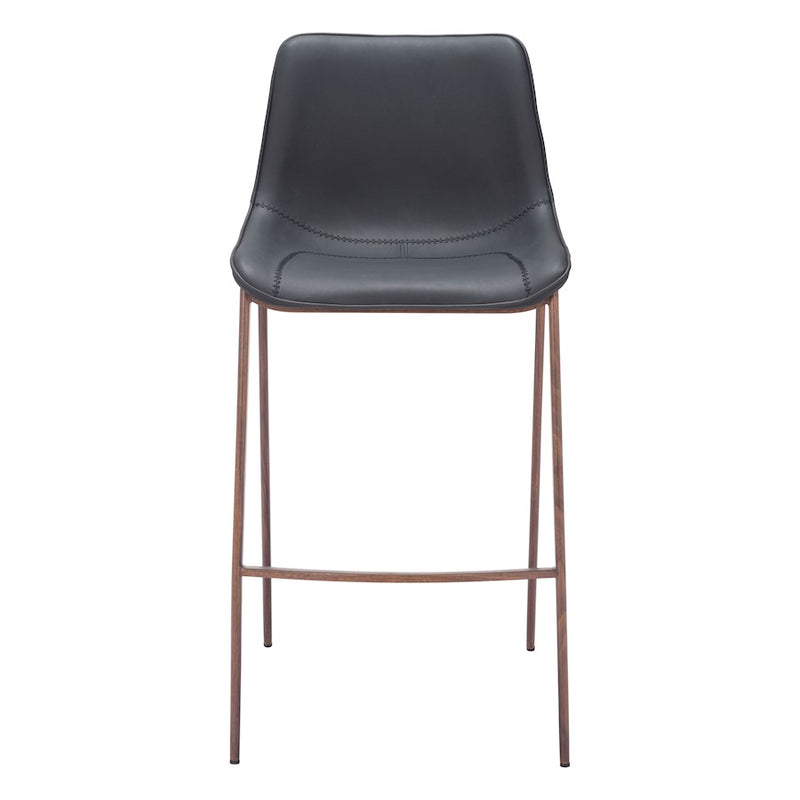 Zuo Modern Magnus BarStool Set of 2, Black/Walnut