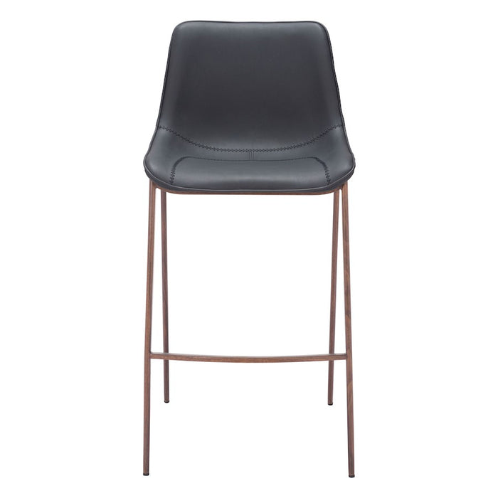 Zuo Modern Magnus BarStool Set of 2, Black/Walnut