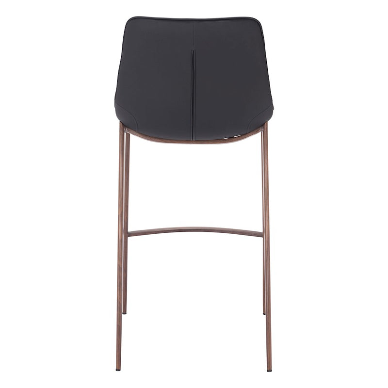 Zuo Modern Magnus BarStool Set of 2, Black/Walnut