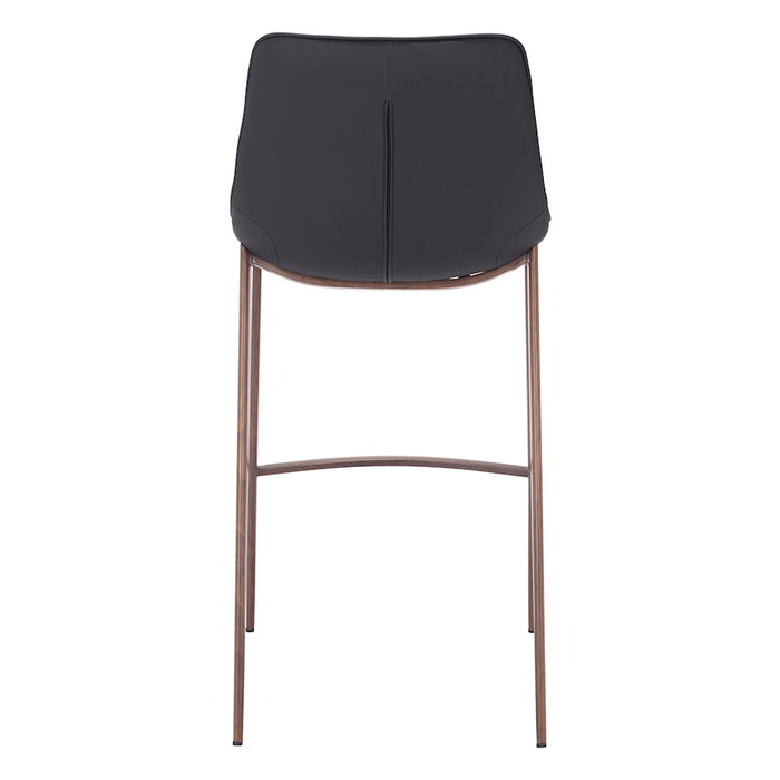 Zuo Modern Magnus BarStool Set of 2, Black/Walnut