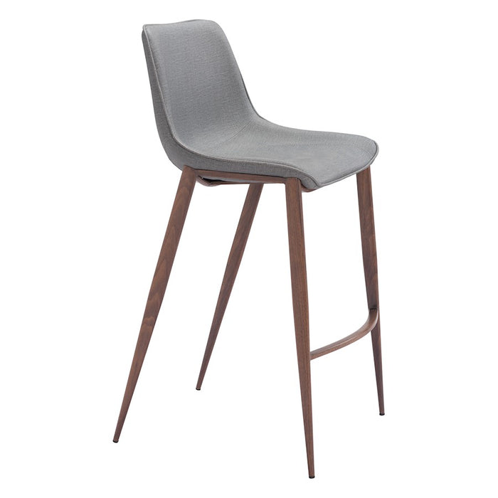 Zuo Modern Magnus BarStool Set of 2, Slate Gray/Walnut