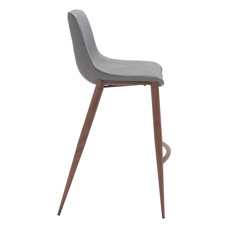 Zuo Modern Magnus BarStool Set of 2, Slate Gray/Walnut