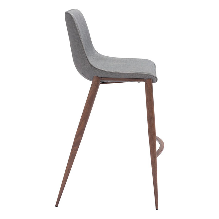 Zuo Modern Magnus BarStool Set of 2, Slate Gray/Walnut