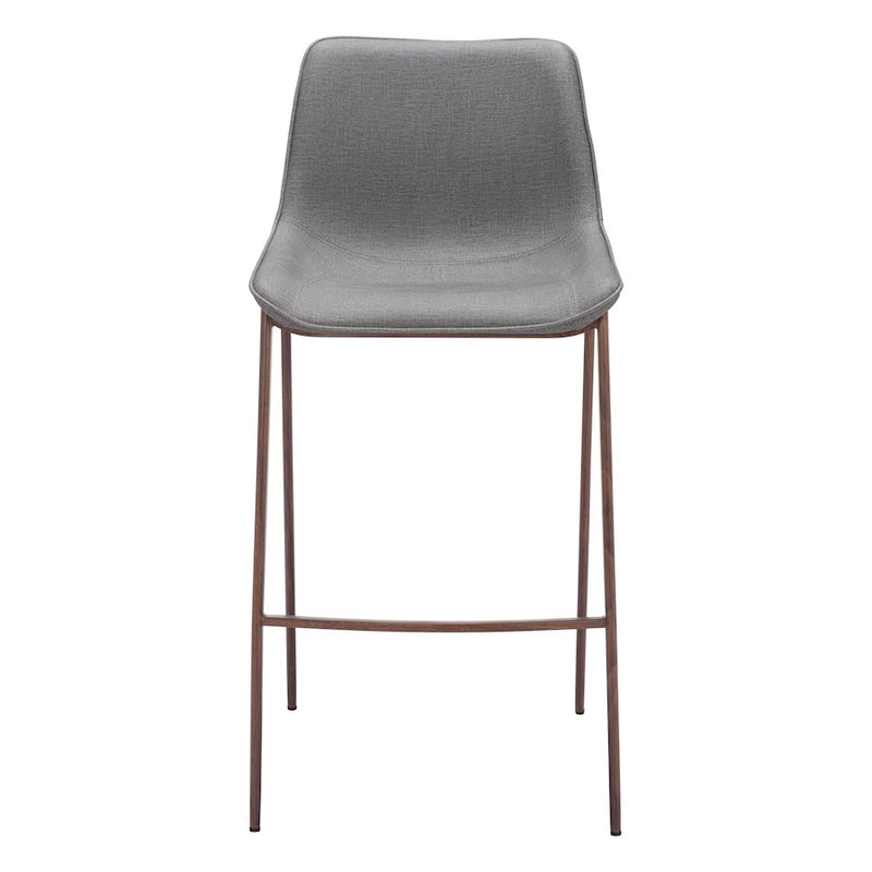 Zuo Modern Magnus BarStool Set of 2, Slate Gray/Walnut