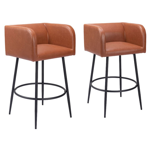 Zuo Modern Horbat BarStool Set of 2, Brown - 109947