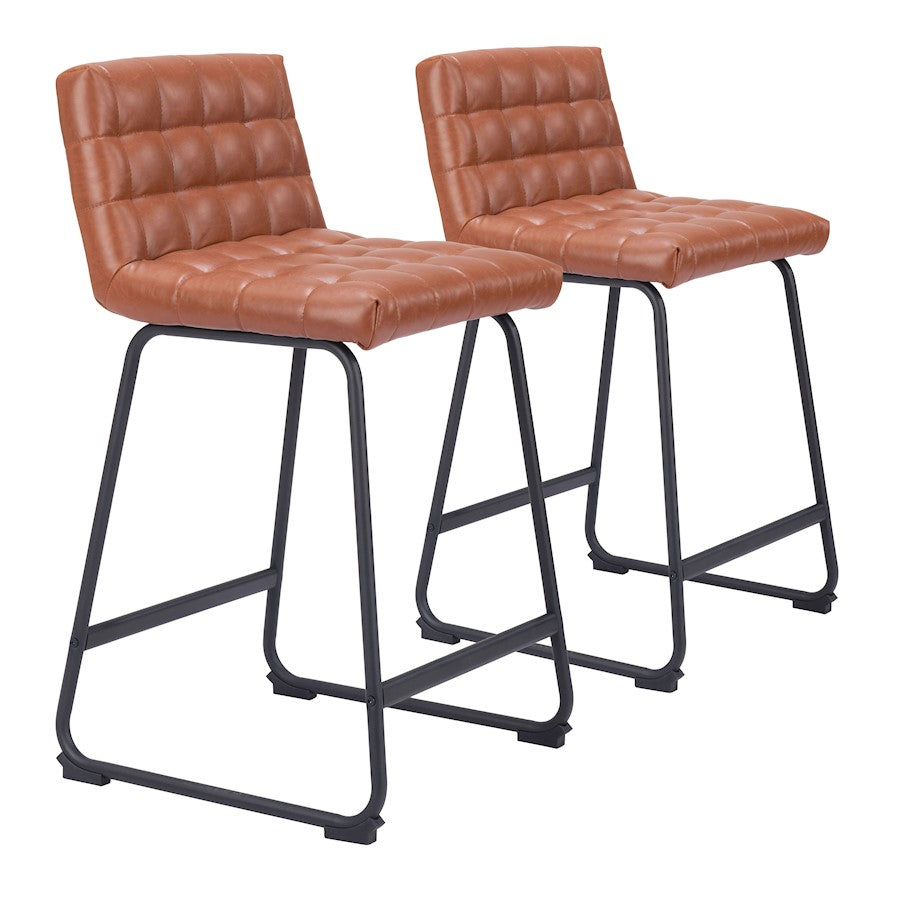 Zuo Modern Pago Counter Stool Set of 2, Brown - 109949