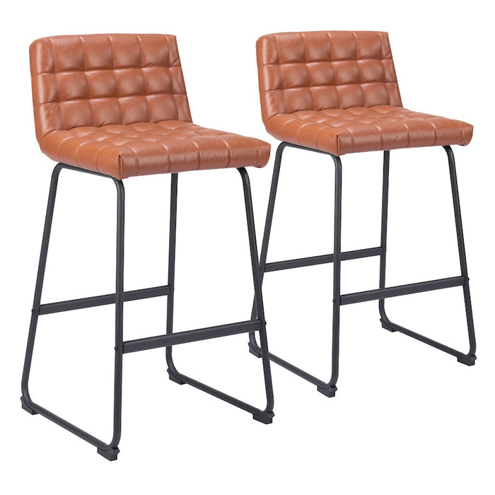 Zuo Modern Pago BarStool Set of 2, Brown - 109950