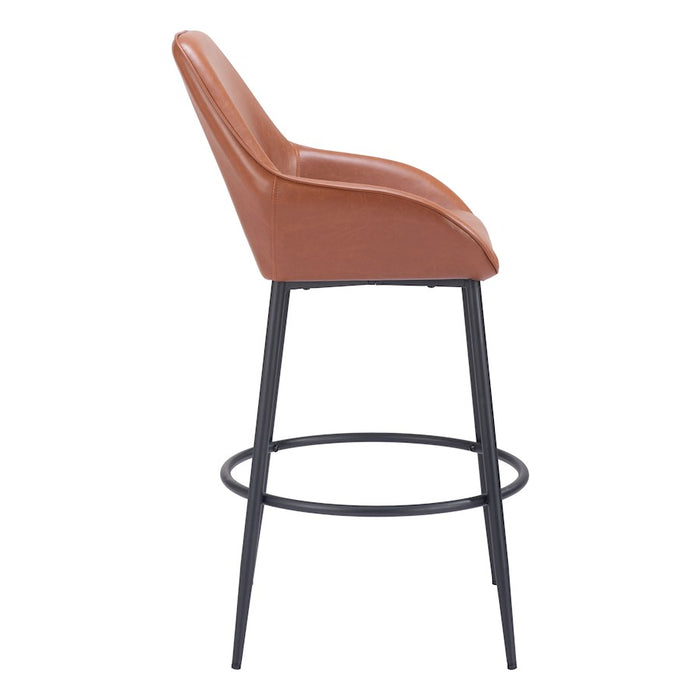 Zuo Modern Vila Barstool Set of 2, Brown