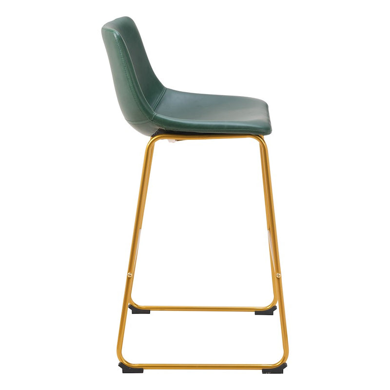 Zuo Modern Augusta BarStool Set of 2, Green/Gold