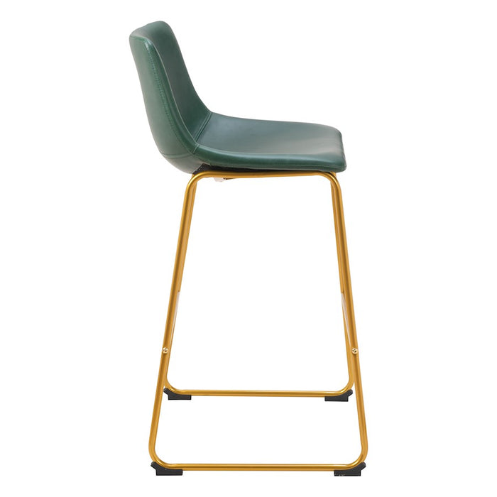 Zuo Modern Augusta BarStool Set of 2, Green/Gold