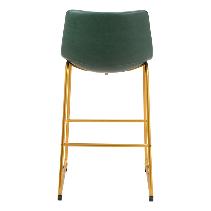 Zuo Modern Augusta BarStool Set of 2, Green/Gold
