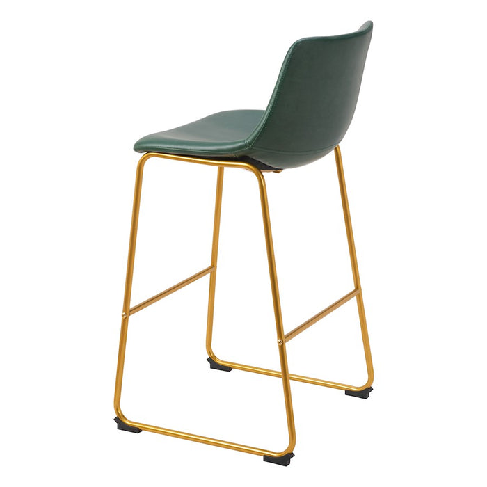 Zuo Modern Augusta BarStool Set of 2, Green/Gold