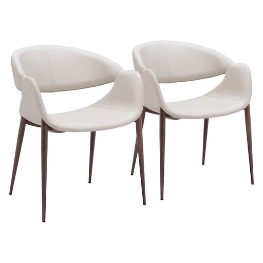 Zuo Modern Limay Dining Chair Set of 2, Beige/Walnut - 109971
