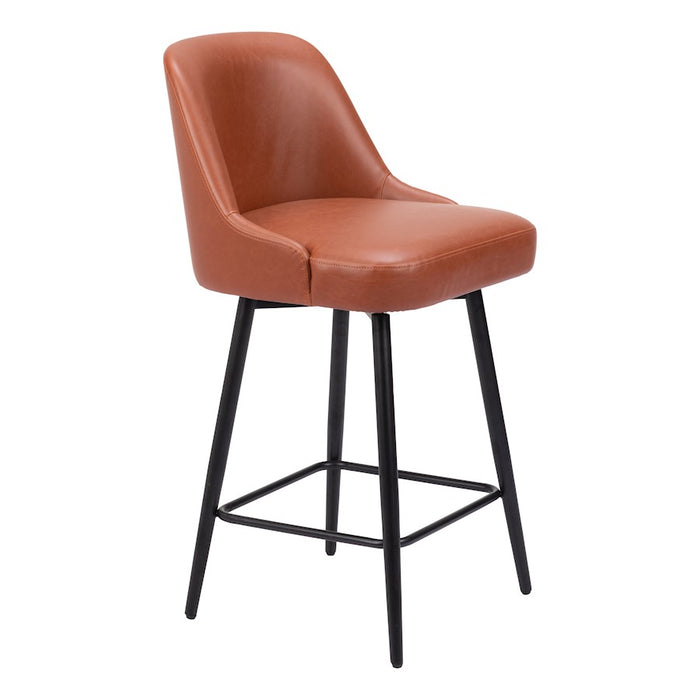 Zuo Modern Keppel Swivel Counter Stool, Brown - 109972