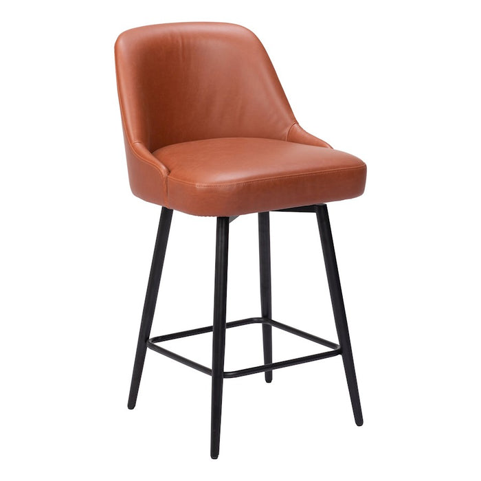 Zuo Modern Keppel Swivel Counter Stool, Brown