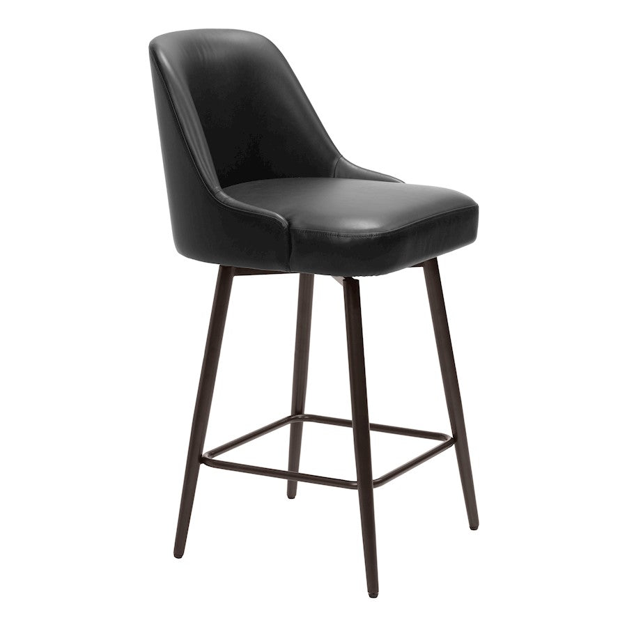 Zuo Modern Keppel Swivel Counter Stool, Black/Bronze - 109973