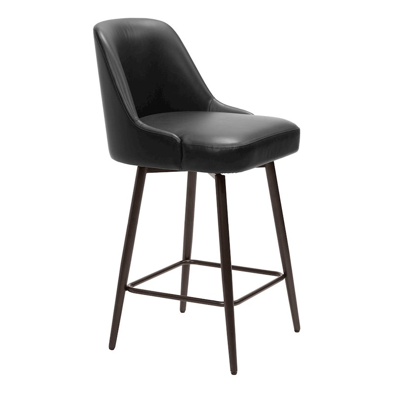 Zuo Modern Keppel Swivel Counter Stool, Black/Bronze